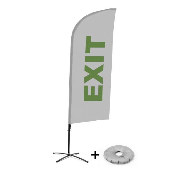 Beach Flag Alu Wind Complete Set Exit Grey English Cross Base