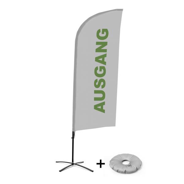 Beach Flag Alu Wind Complete Set Exit Grey German Cross Base