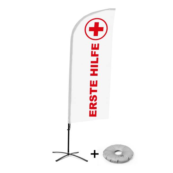 Beach Flag Alu Wind Complete Set First Aid German Cross Base