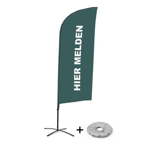 Beach Flag Alu Wind Complete Set Sign In Here Grey Dutch Cross Base