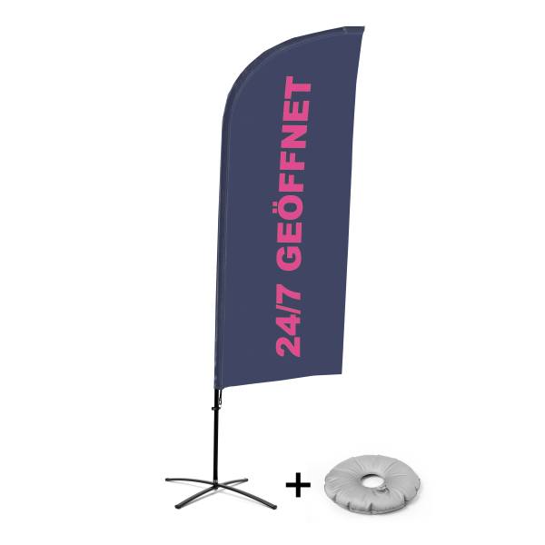 Beach Flag Alu Wind Complete Set Open 24/7 German Cross Base