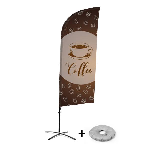 Beach Flag Alu Wind Complete Set Coffee English  Cross Base