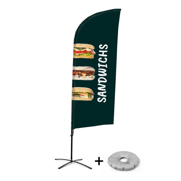 Beach Flag Alu Wind Complete Set Sandwiches French Cross Base