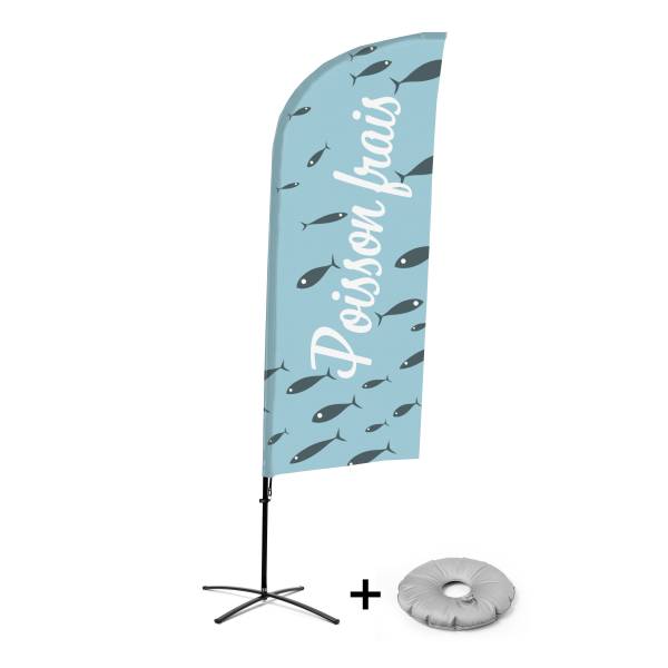 Beach Flag Alu Wind Complete Set Fresh Fish French Cross Base