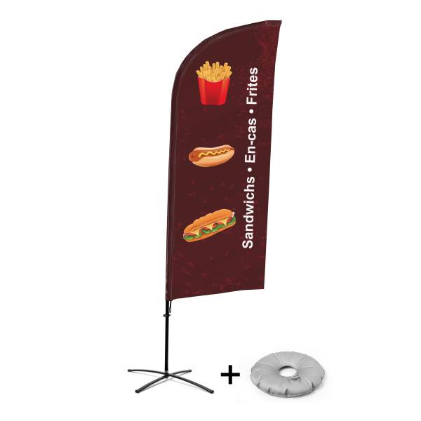 Beach Flag Alu Wind Complete Set Snacks French Cross Base