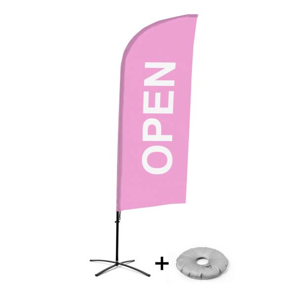 Beach Flag Alu Wind Complete Set Open Pink English Cross Base