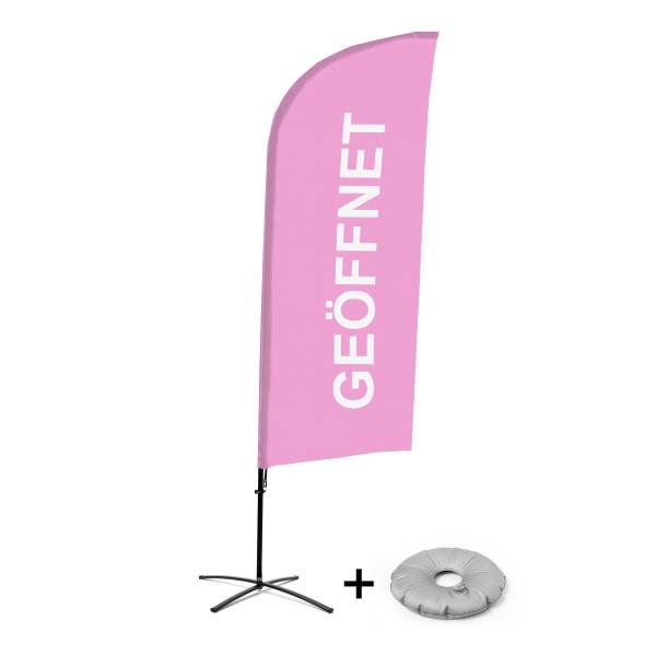 Beach Flag Alu Wind Complete Set Open Pink German Cross Base