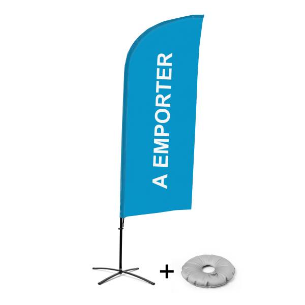 Beach Flag Alu Wind Complete Set Take Away Blue French Cross Base