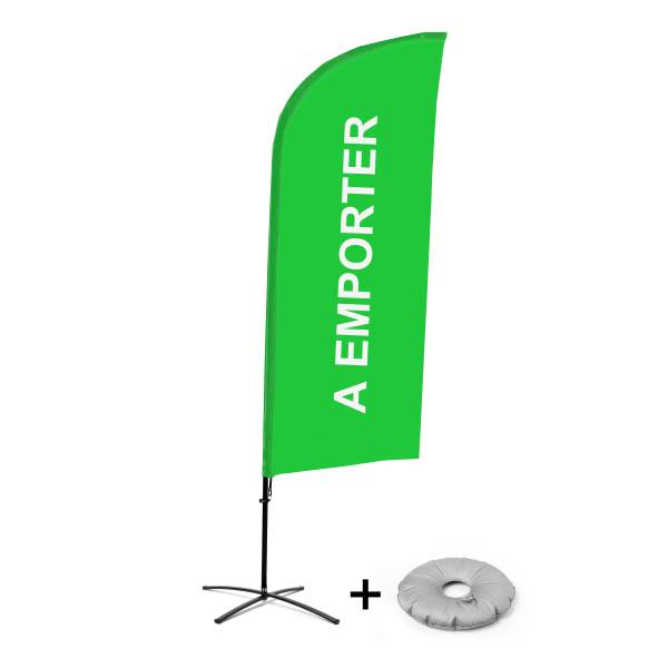 Beach Flag Alu Wind Complete Set Take Away Green French Cross Base