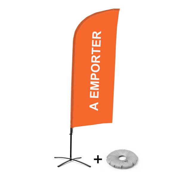 Beach Flag Alu Wind Complete Set Take Away Orange French Cross Base