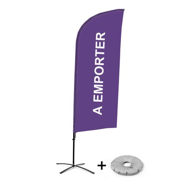 Beach Flag Alu Wind Complete Set Take Away Purple French Cross Base