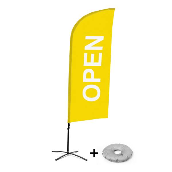 Beach Flag Alu Wind Complete Set Open Yellow English Cross Base