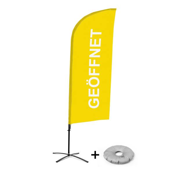 Beach Flag Alu Wind Complete Set Open Yellow German Cross Base