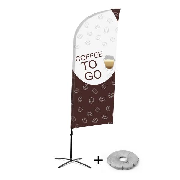 Beach Flag Alu Wind Complete Set Coffee To Go English Cross Base