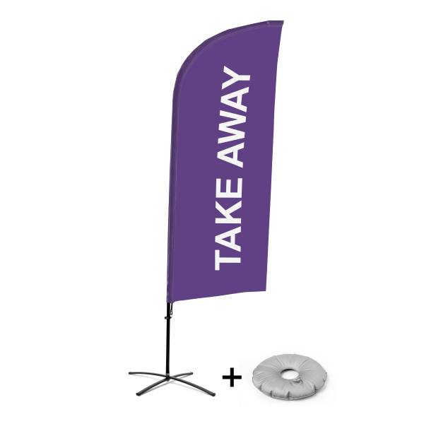 Beach Flag Alu Wind Complete Set Take Away Purple  Cross Base