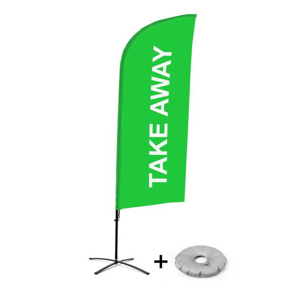 Beach Flag Alu Wind Complete Set Take Away Green Cross Base