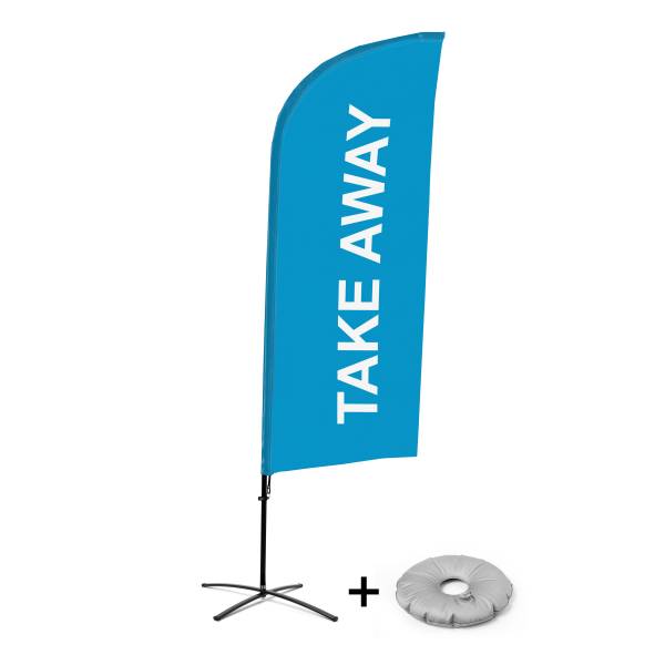 Beach Flag Alu Wind Complete Set Take Away Blue  Cross Base