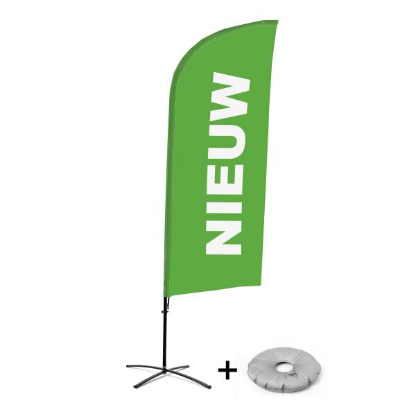 Beach Flag Alu Wind Complete Set New Green Dutch Cross Base