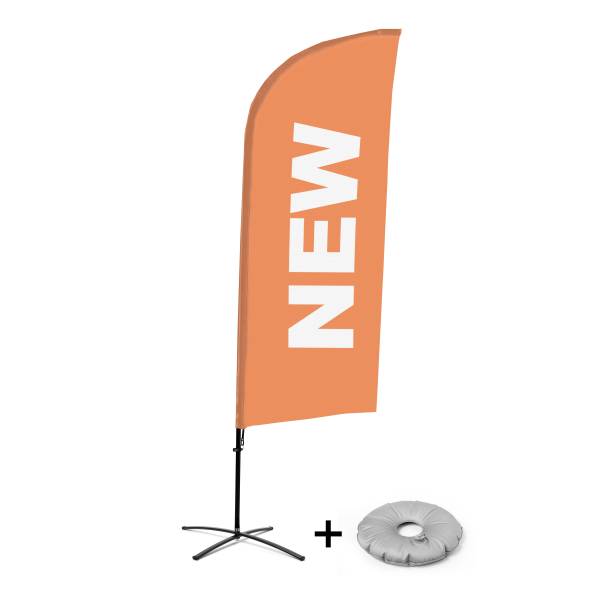 Beach Flag Alu Wind Complete Set New Orange English Cross Base