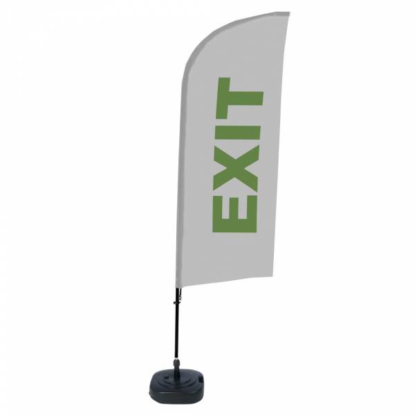 Beach Flag Alu Wind Complete Set Exit Grey English ECO print material