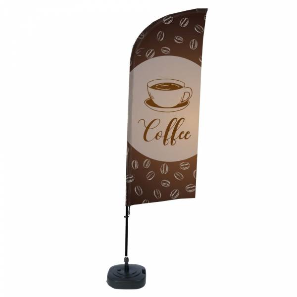 Beach Flag Alu Wind Complete Set Coffee English ECO print material