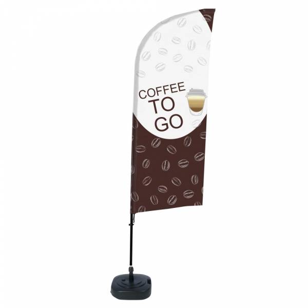 Beach Flag Alu Wind Complete Set Coffee To Go English ECO print material