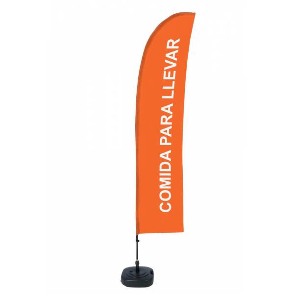 Beach Flag Budget Wind Complete Set Take Away Orange Spanish