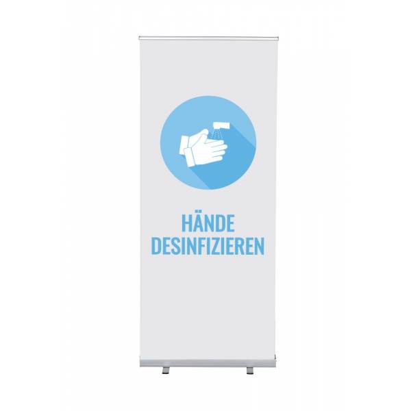 Roll-Banner Budget 85 Complete Set Desinfect Hands White German