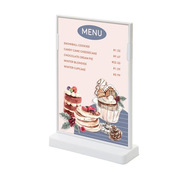 White Menu Stand - T Shape