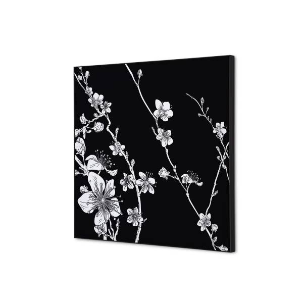 Textile Wall Decoration SET 40 x 40 Japanese Blossom Black
